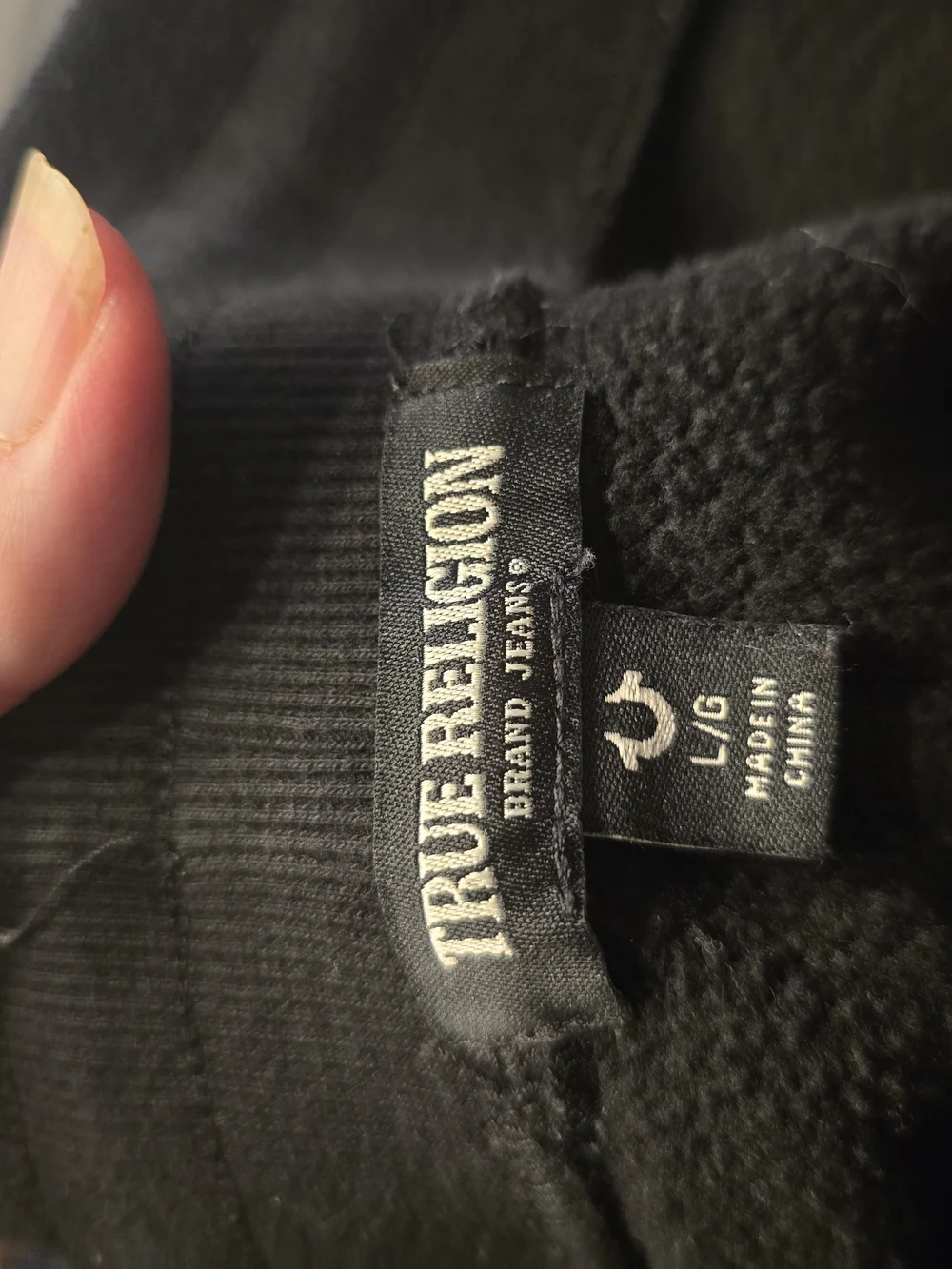 O True Religion Men's Black Sweatpants with Red Accent Large